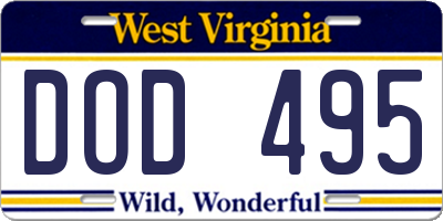 WV license plate DOD495