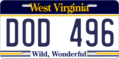WV license plate DOD496