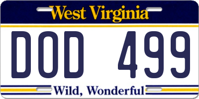 WV license plate DOD499