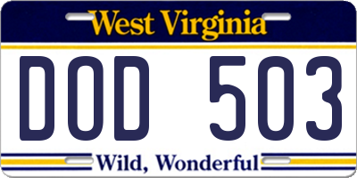 WV license plate DOD503