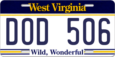 WV license plate DOD506