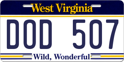 WV license plate DOD507