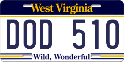 WV license plate DOD510