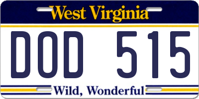 WV license plate DOD515