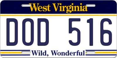 WV license plate DOD516