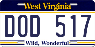WV license plate DOD517
