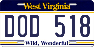 WV license plate DOD518