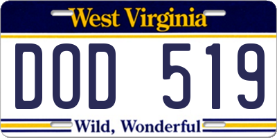 WV license plate DOD519