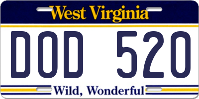WV license plate DOD520
