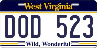 WV license plate DOD523