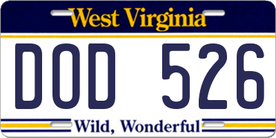 WV license plate DOD526