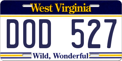 WV license plate DOD527