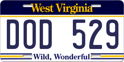 WV license plate DOD529
