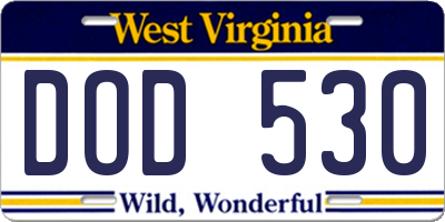 WV license plate DOD530