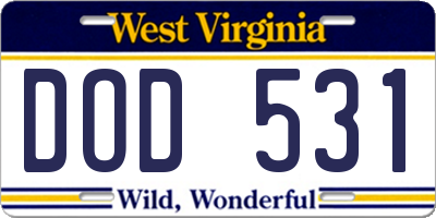 WV license plate DOD531