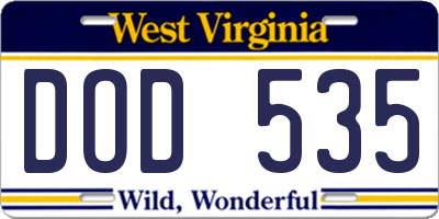 WV license plate DOD535