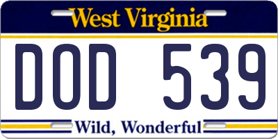 WV license plate DOD539