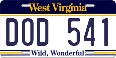 WV license plate DOD541