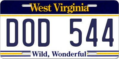 WV license plate DOD544