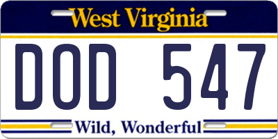 WV license plate DOD547