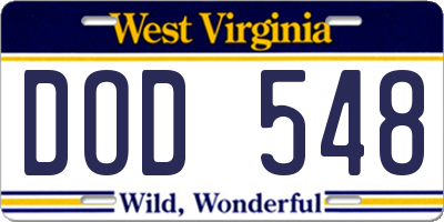 WV license plate DOD548