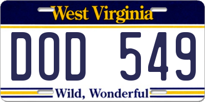 WV license plate DOD549
