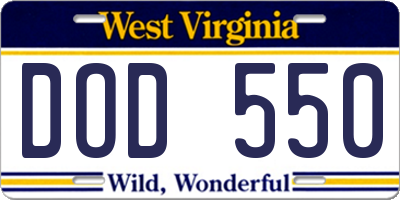 WV license plate DOD550
