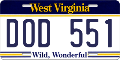 WV license plate DOD551