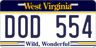 WV license plate DOD554