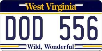 WV license plate DOD556
