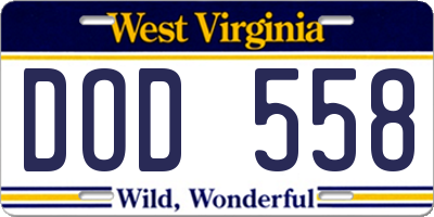 WV license plate DOD558