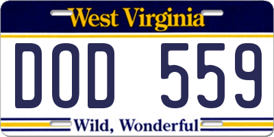 WV license plate DOD559