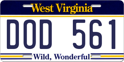 WV license plate DOD561