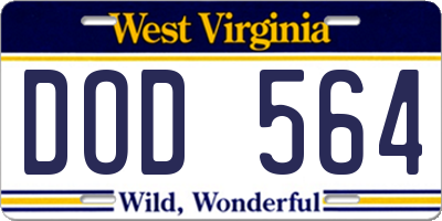 WV license plate DOD564