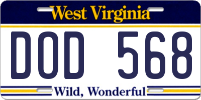 WV license plate DOD568