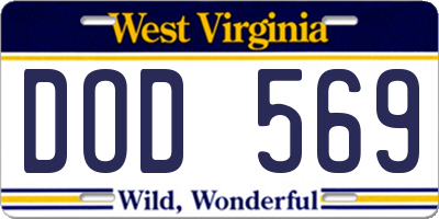 WV license plate DOD569