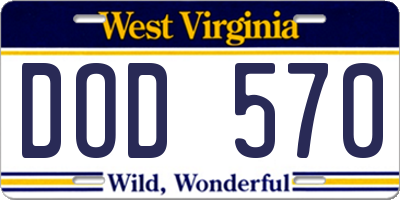 WV license plate DOD570