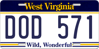WV license plate DOD571