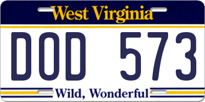 WV license plate DOD573