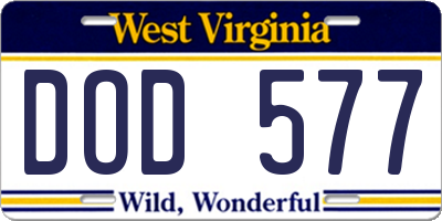 WV license plate DOD577