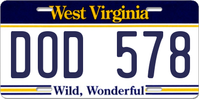 WV license plate DOD578