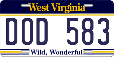 WV license plate DOD583