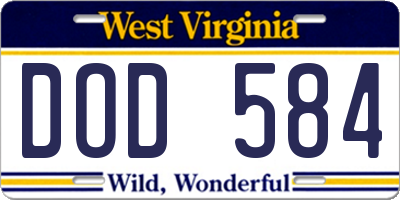 WV license plate DOD584