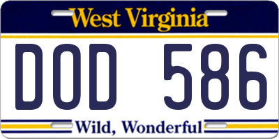 WV license plate DOD586