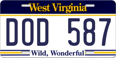 WV license plate DOD587