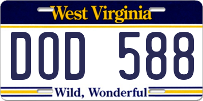 WV license plate DOD588