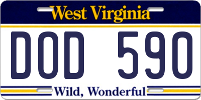 WV license plate DOD590