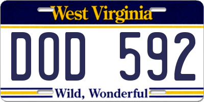 WV license plate DOD592