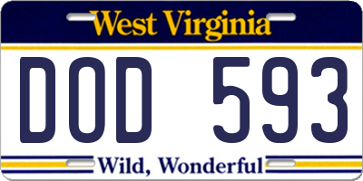 WV license plate DOD593