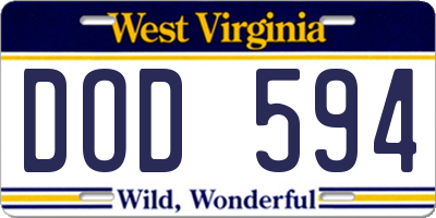 WV license plate DOD594